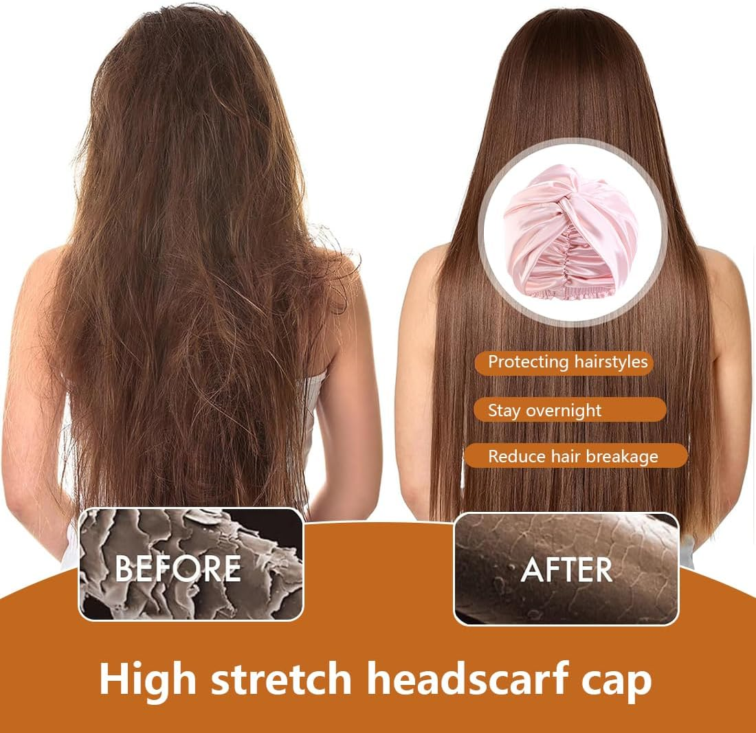 OIXEYA Silk Bonnet Sleep Cap for Sleeping for Healthy Hair Overnight, Maintains Curl Shape, Prevents Frizz & Hair Breakage, for Women with All Hair Types (Pink) image number 2