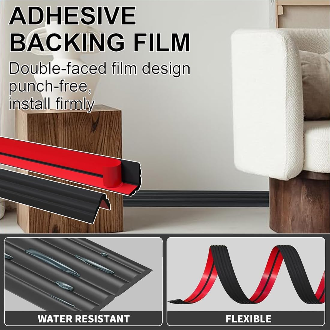 Flexible Self Adhesive Trim,Peel and Stick Trim,Wall Corner Protector,Corner Molding,Self Adhesive Corner Guards,For Wall Edge,Ceiling, Countertop,2Cm X3M.(Black) image number 5