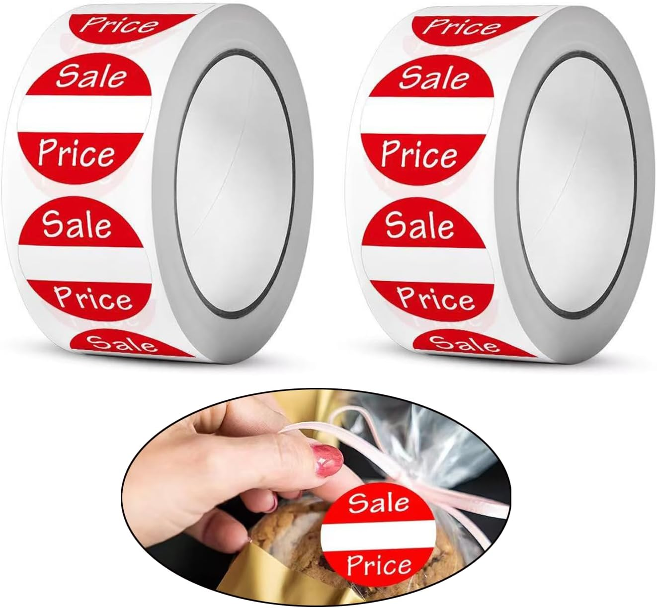 1000 PCS Sale Price Labels,Self-Adhesive Label Sale Stickers,2.5Cm round Red Adhesive Discount Stickers Price Retail Stickers for Retail Store image number 3