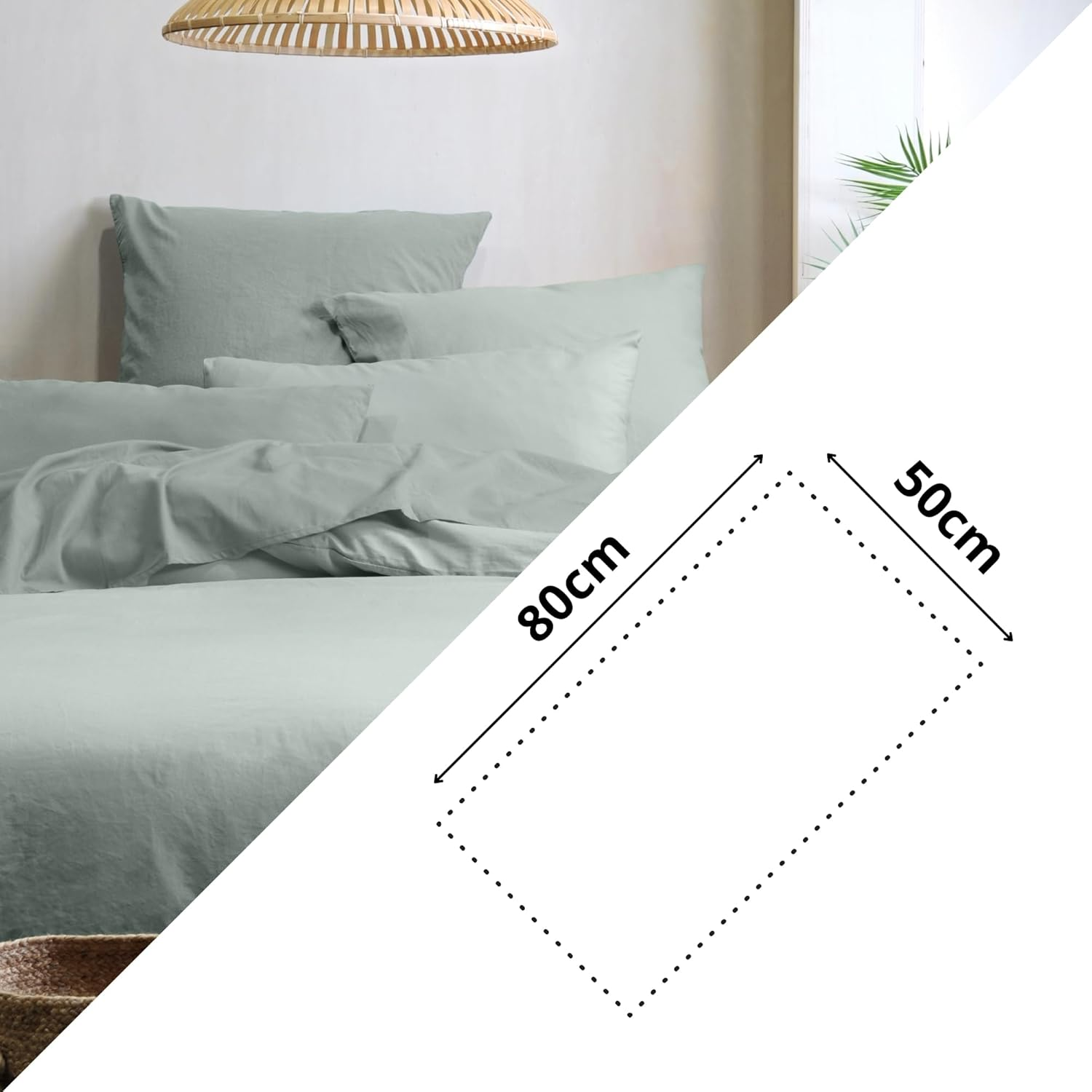 STOF - Pillowcase - Size 50 X 80 Cm - 100% Organic Cotton - Quality - Oeko-Tex Certified - Opaline Colour - Horizon Model - Bed Linen for Home - Soft and Comfortable