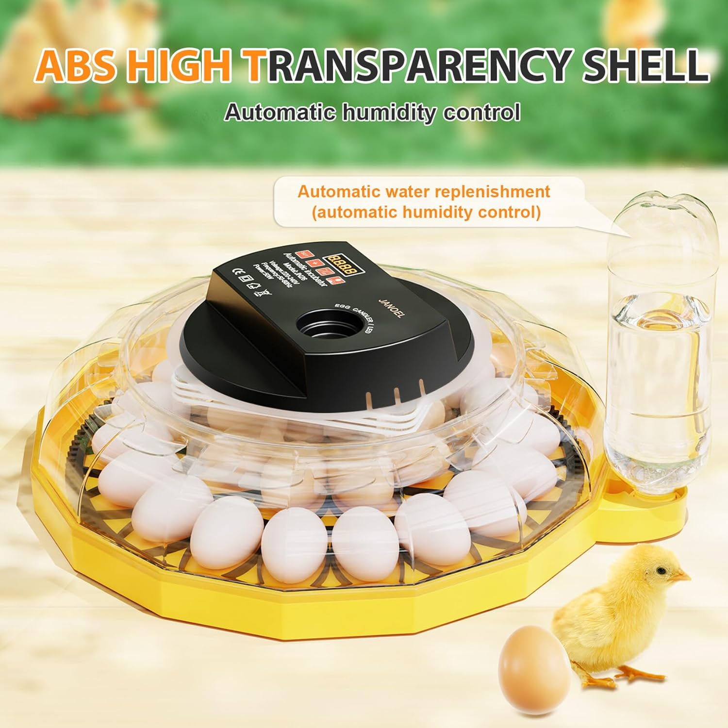 AUTENS 26 Egg Automatic Incubator for Chicken Duck Quail Goose Eggs - Digital Thermostat Humidity Control, Auto Egg Turning & LED Candler, Clear View Window, Overheat Protection