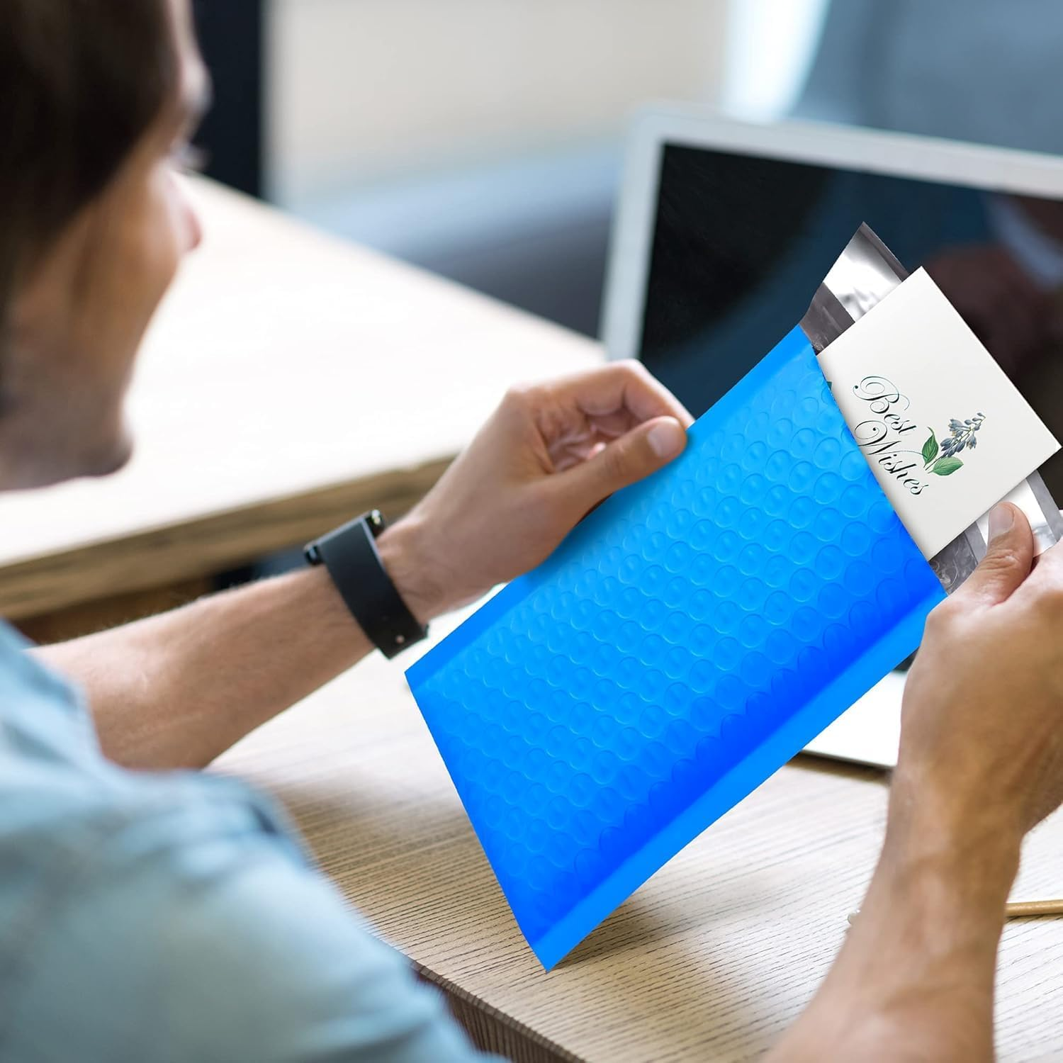 5X9 Inch Blue 50 Pack Usable Size Small Business Mailing Packages Opaque Self Seal Adhesive Waterproof Boutique Shipping Bags for Jewelry Makeup Supplies image number 2