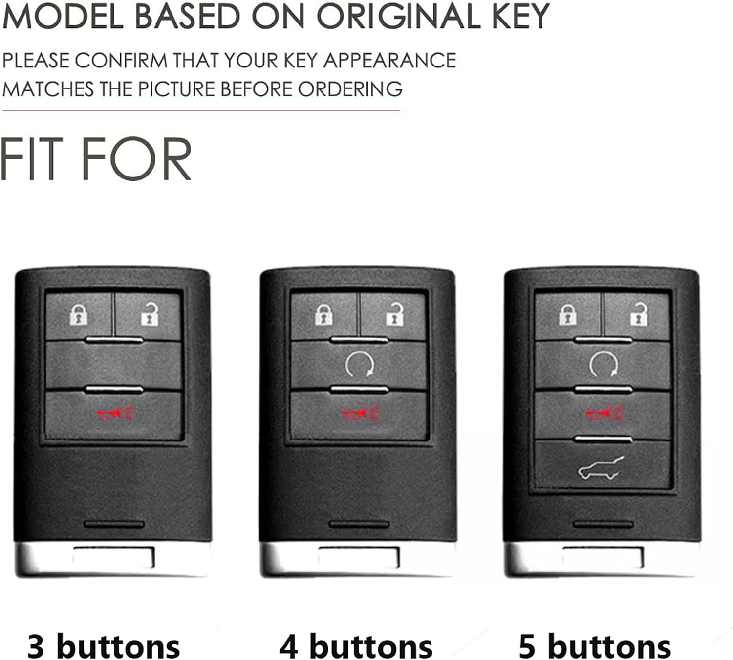 Ontto Leather Car Key Fob Cover Fit for Chevy Corvette C7 for Holden Captiva CG7 for Cadillac DTS SLS SRX XLS STS Escalade Key Case Holder Shell Key Chain Keyring Protector Car Styling Accessories