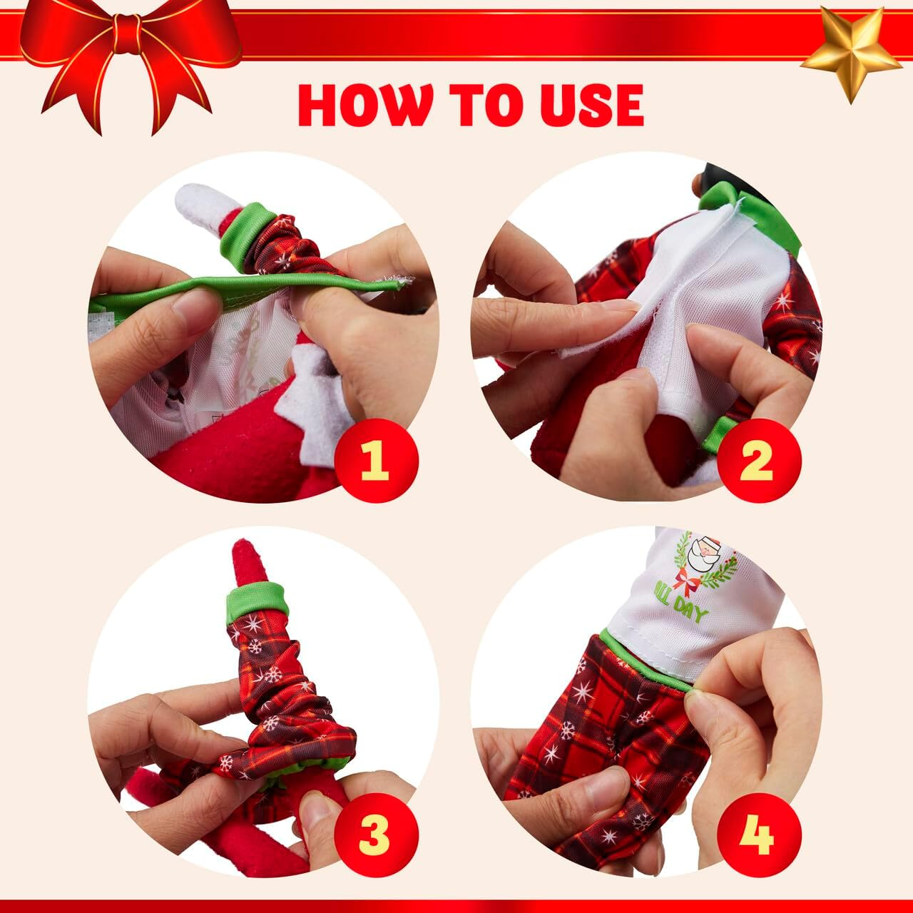 JOYIN 2 Packs Santa Couture Ugly Sweaters for Elf Doll, Santa and Snowman Classic Style Pajamas, Christmas Sweater for Elf Doll Green & Red image number 4