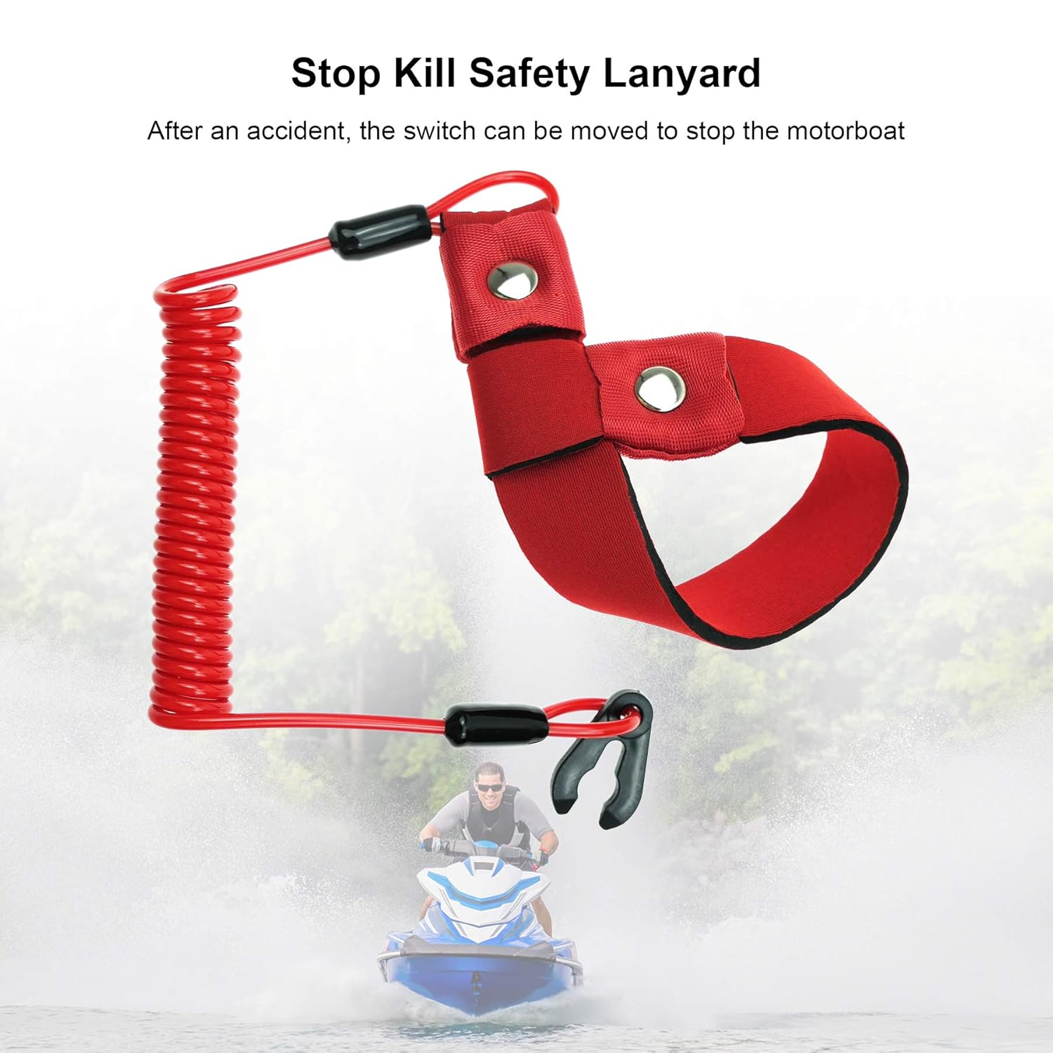 Start Stop Kill Safety Lanyard Fits for Yamaha Jet Ski Waverunner Waveventure Waveraider Wavejammer Waveblaster FX140 Replace EW2-68348-00-00, Handlebar Switch Key Floating Emergency Flameout Rope image number 4