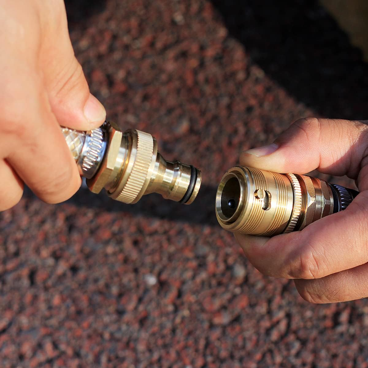 Garden Hose Quick Connect Solid Brass 3/4 Inch GHT External Thread Easy Connect Fittings No-Leak Water Hose Male Quick Connector and Female Product Adapters (6 SETS) - 3 Sets image number 4