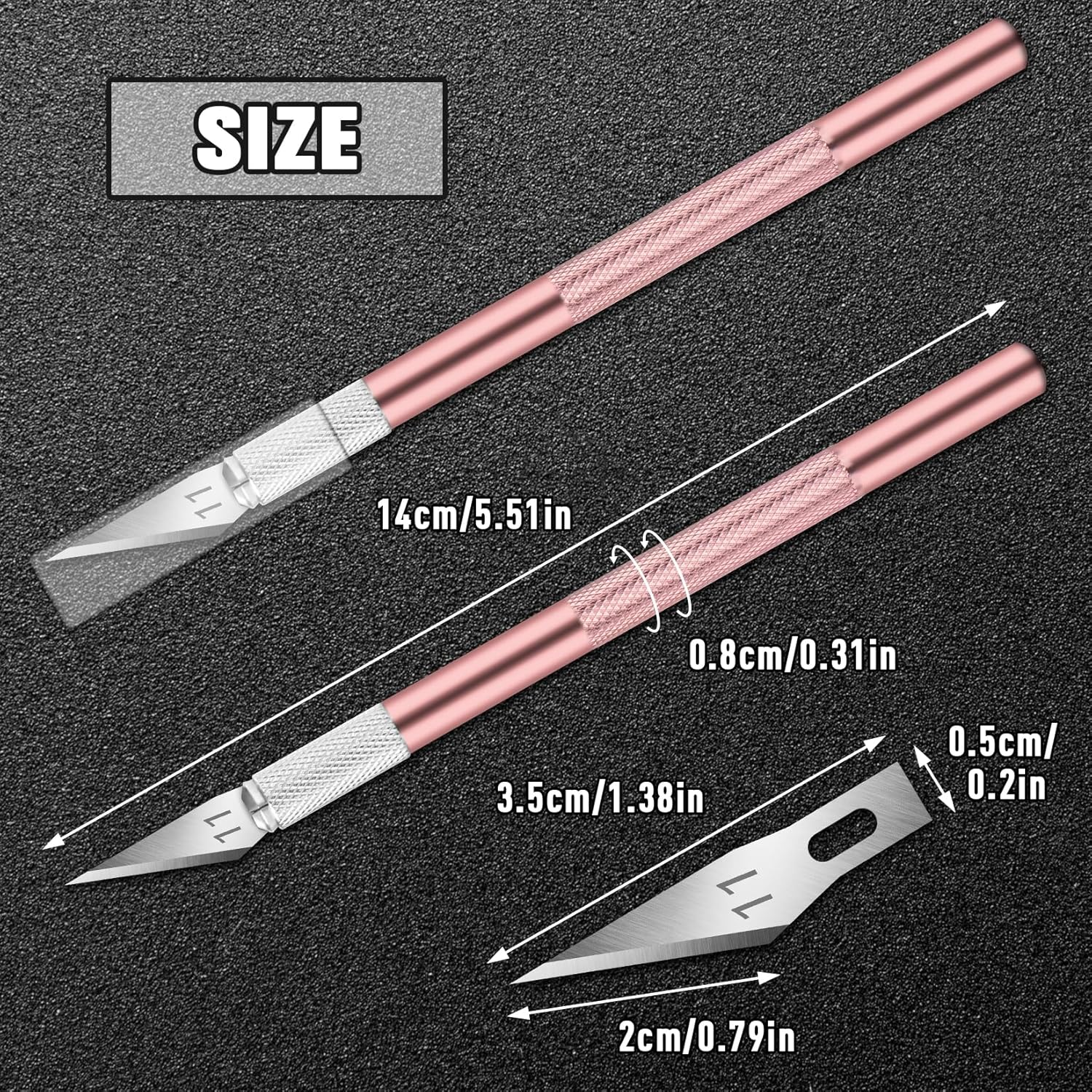 DIYSELF 2 Pack Exacto Knife for Crafting, Art, Hobby Knife for Fondant, Craft Knife Exacto, Precision Knife for Crafts, Leather, Art Knife Set, Exacting Knife Set with Extra 20 Blades #11 (Pink) image number 2