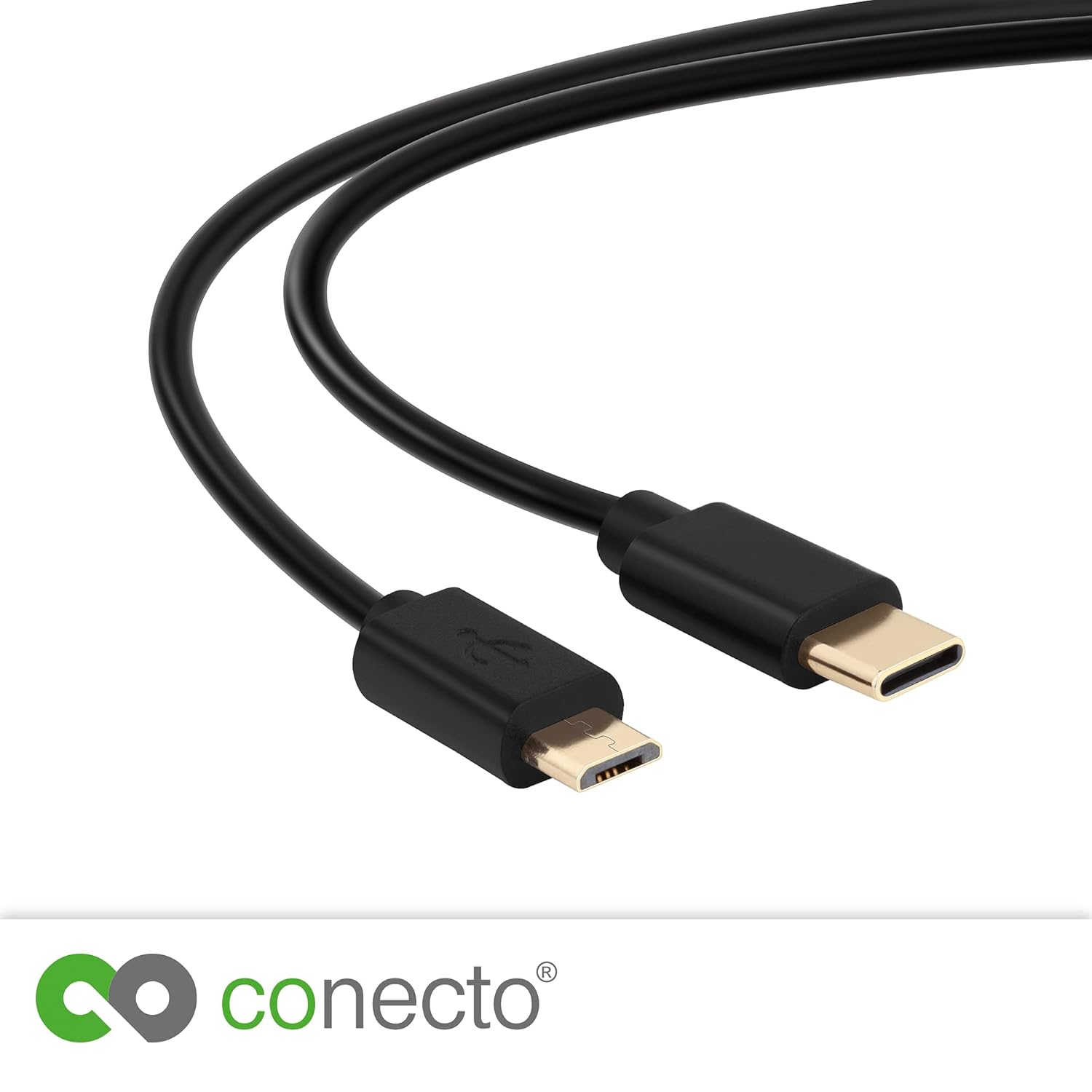 Conecto 1.50 M USB C to Micro USB 2.0 Connection Cable, Gold-Plated Connector Contacts, Data Cable and Charging Cable, Black image number 3