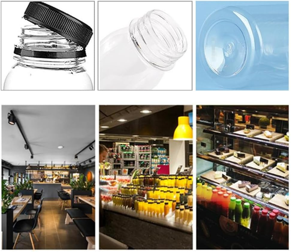 20 Pcs Plastic Bottles with Caps, Wanfoou 250Ml Plastic Juice Bottles with Caps, Reusable Juice Containers with Labels, Bulk Clear Empty Juicing Bottles for Smoothie Milk Cold Water Beverages image number 3