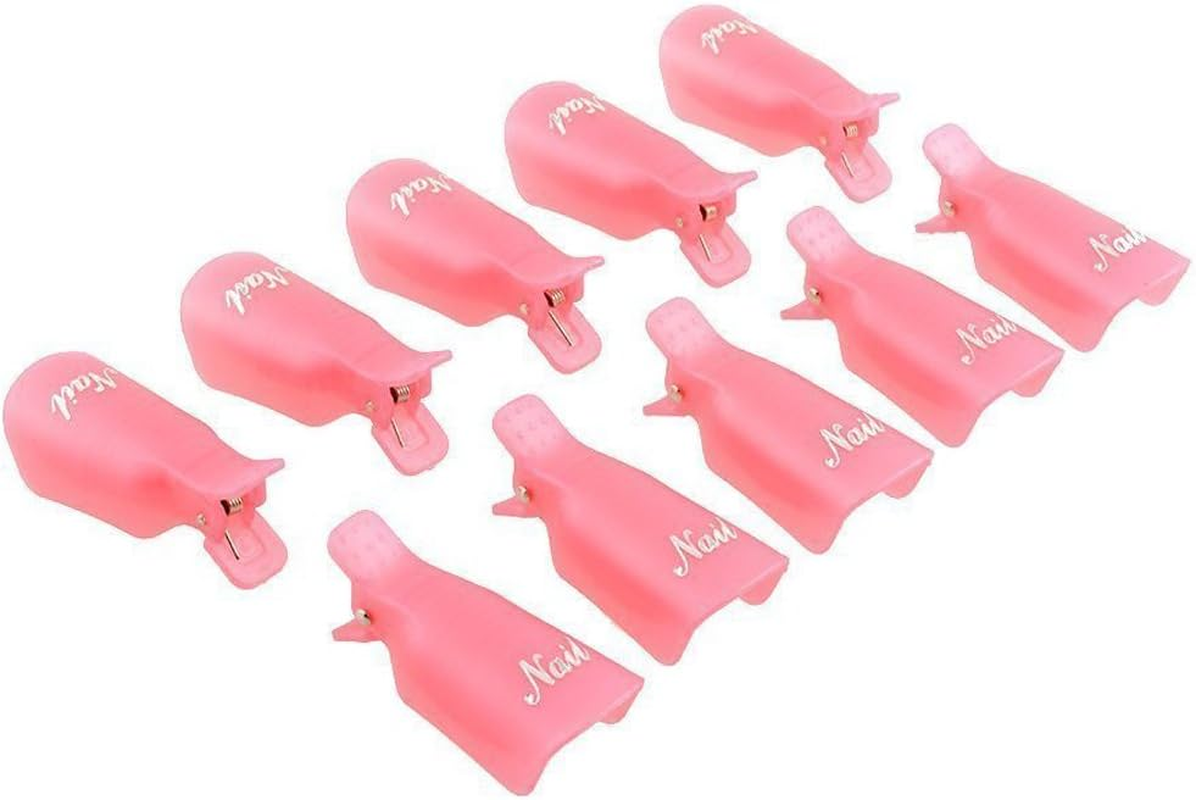 KINGMAS 10 Pieces Plastic Acrylic Nail Art Soak off Cap Clip UV Gel Polish Remover Wrap Tool image number 2