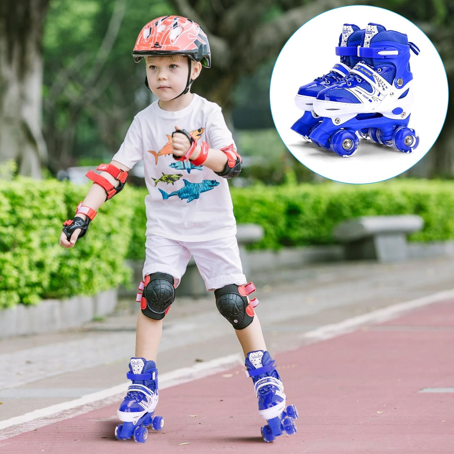 Adjustable Roller Skates for Girls and Kids - 4 Sizes with Light-Up Wheels, Fun Illuminating Pink Skates for Beginners