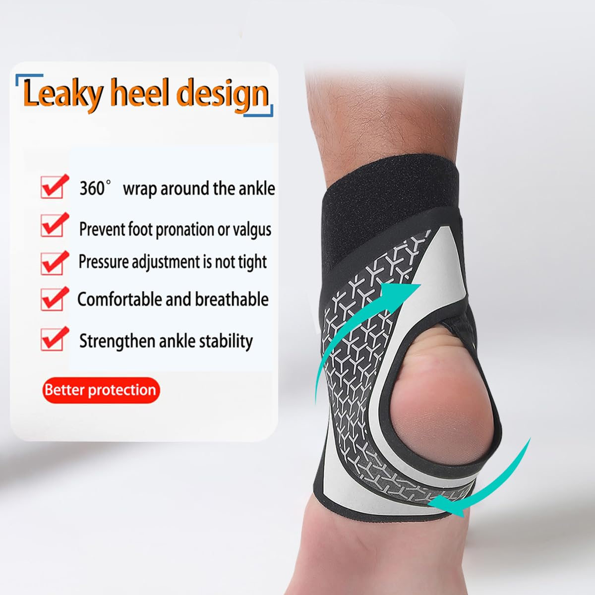 Ankle Support Brace， Open-Heel Ankle Brace with Adjustable Straps for Sports Protect, Plantar Fasciitis, Achilles Tendonitis, Ligament Damage, Injury Recovery，Male and Female,Uniform Size/No Distinction between Left and Right (Right, Gray) - Purple image number 4