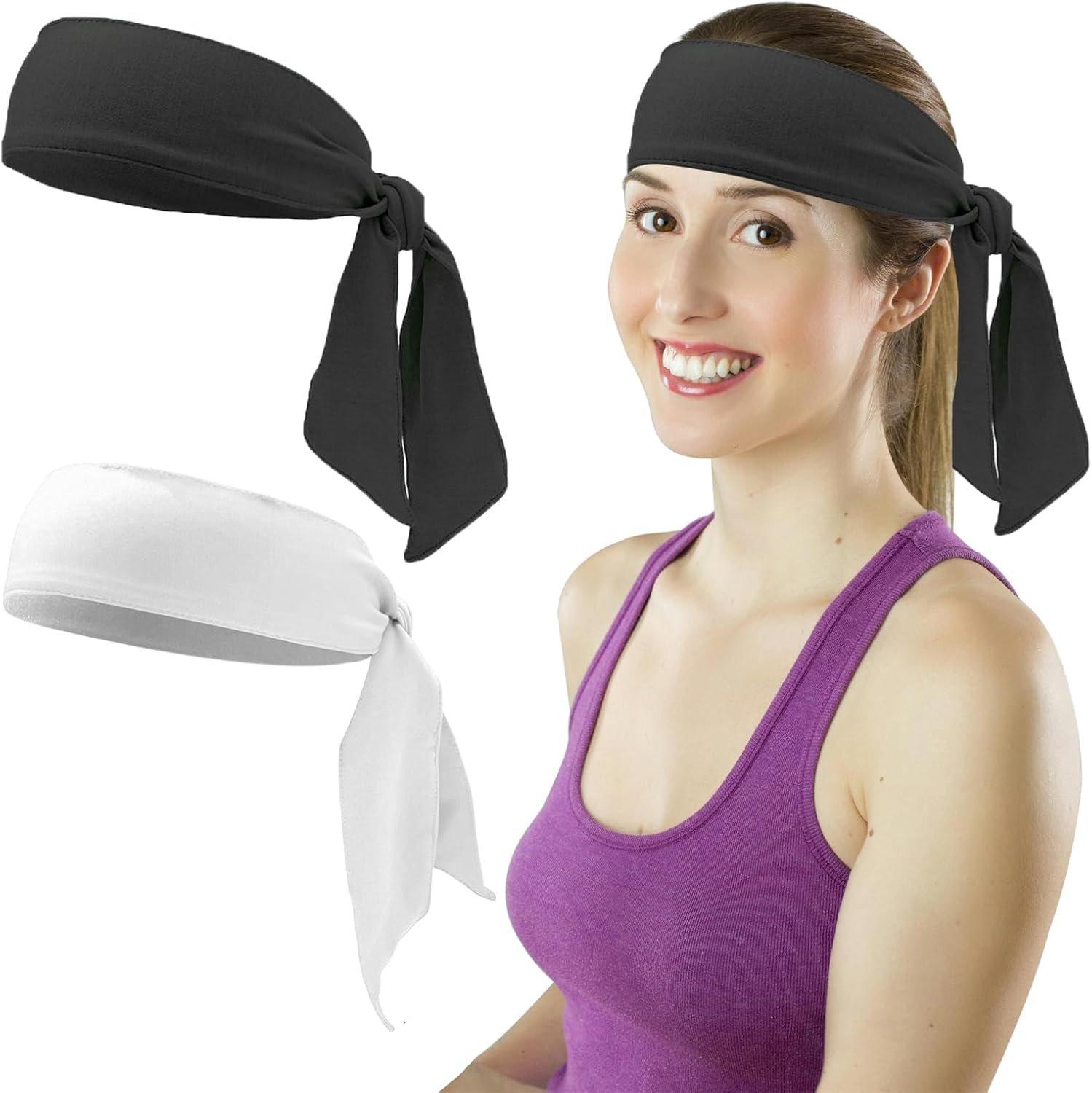 TRADERPLUS Tennis Headbands Head Tie Men Running Athletic Basketball Sweatbands Sports Moisture Wicking Adjustable Stetchy Non-Slip Scarf