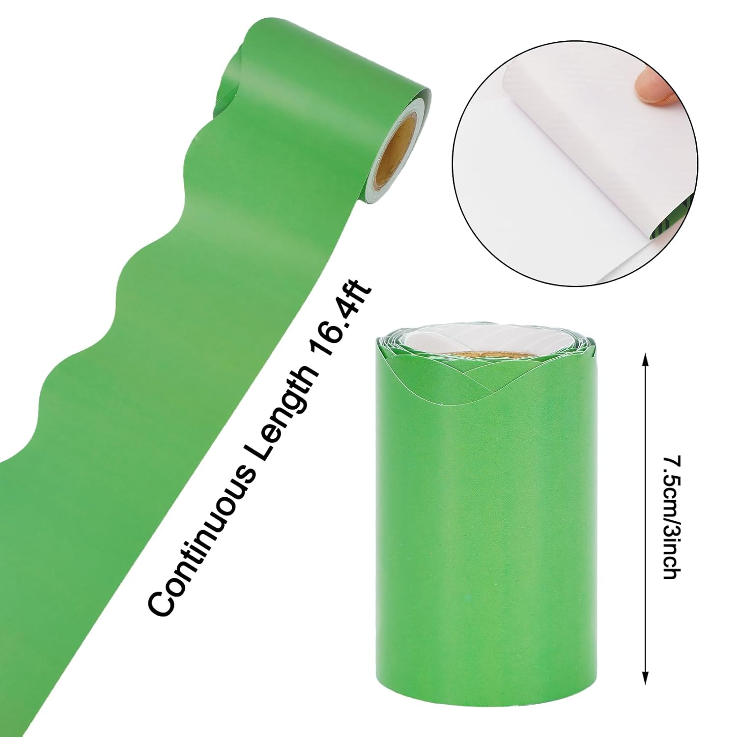Whaline 65.6Ft Green Bulletin Board Borders - 4 Rolls Gradient Series Die-Cut Strips, Colorful Rolled Trim for School Classroom Office Chalkboard Decoration image number 6