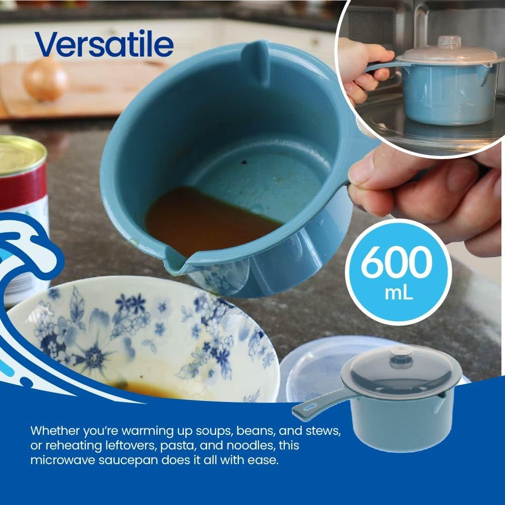 White Magic Ocean Bound Recycled Plastic Microwave Saucepan with Lid &ndash; 600Ml Capacity, Dishwasher & Freezer Safe, Bpa-Free, Microwave Safe, Splash-Proof Lid &ndash; Ideal for Soups, Stews & Leftovers image number 4