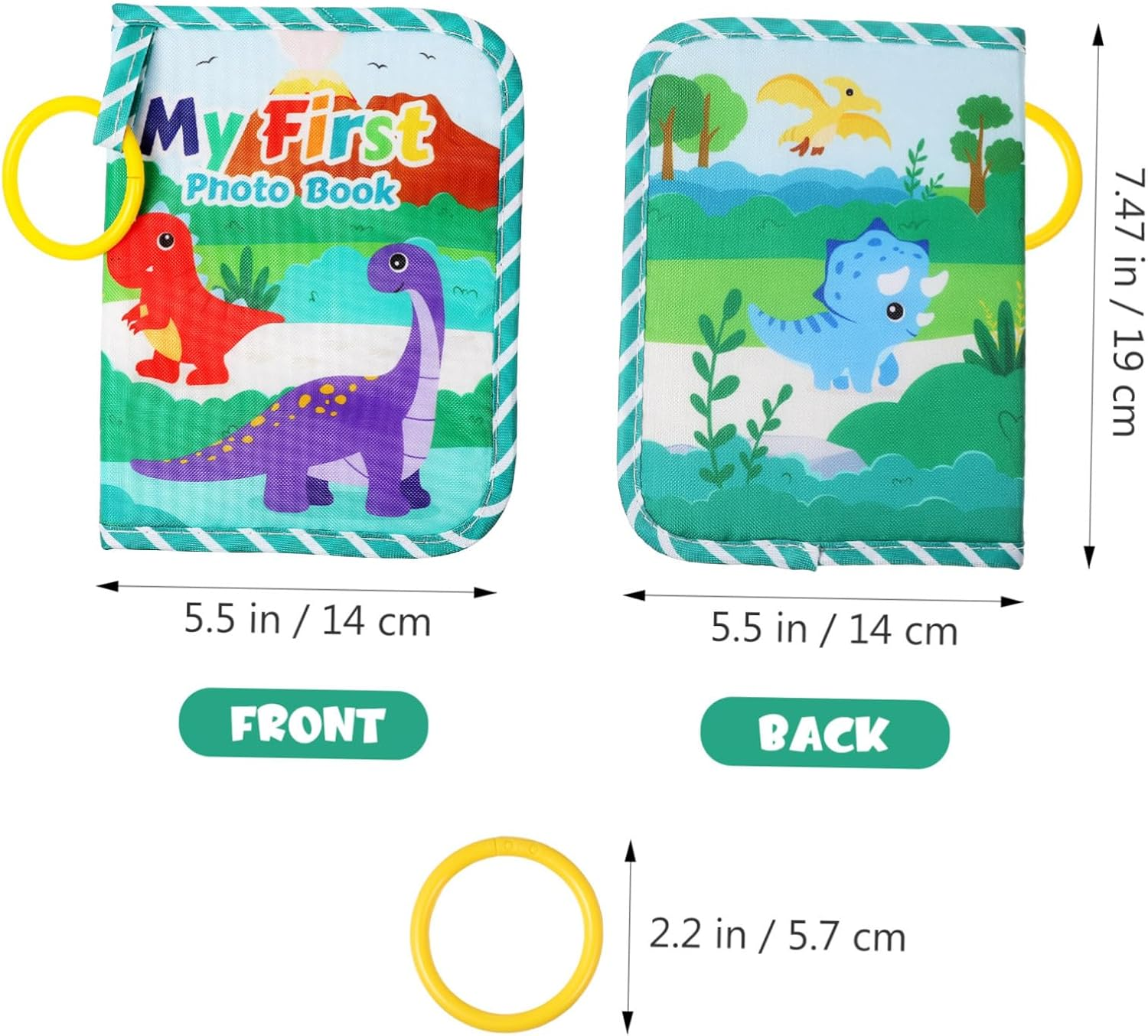 Dinosaur Baby Photo Album Soft Cloth Keepsake Book Toddler Memory Picture Album for Newborn Anniversary Baby Girl or Boy Photo Book Family