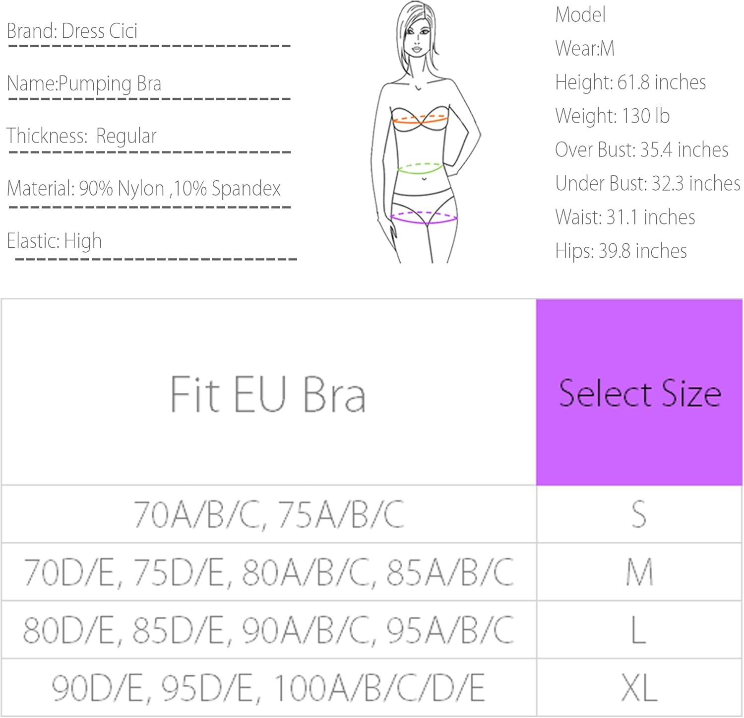 Dress Cici Hands Free Pumping Bra for Large Breast, 3 in 1 Front Clip Maternity Nursing Bra, 2 Pack image number 4