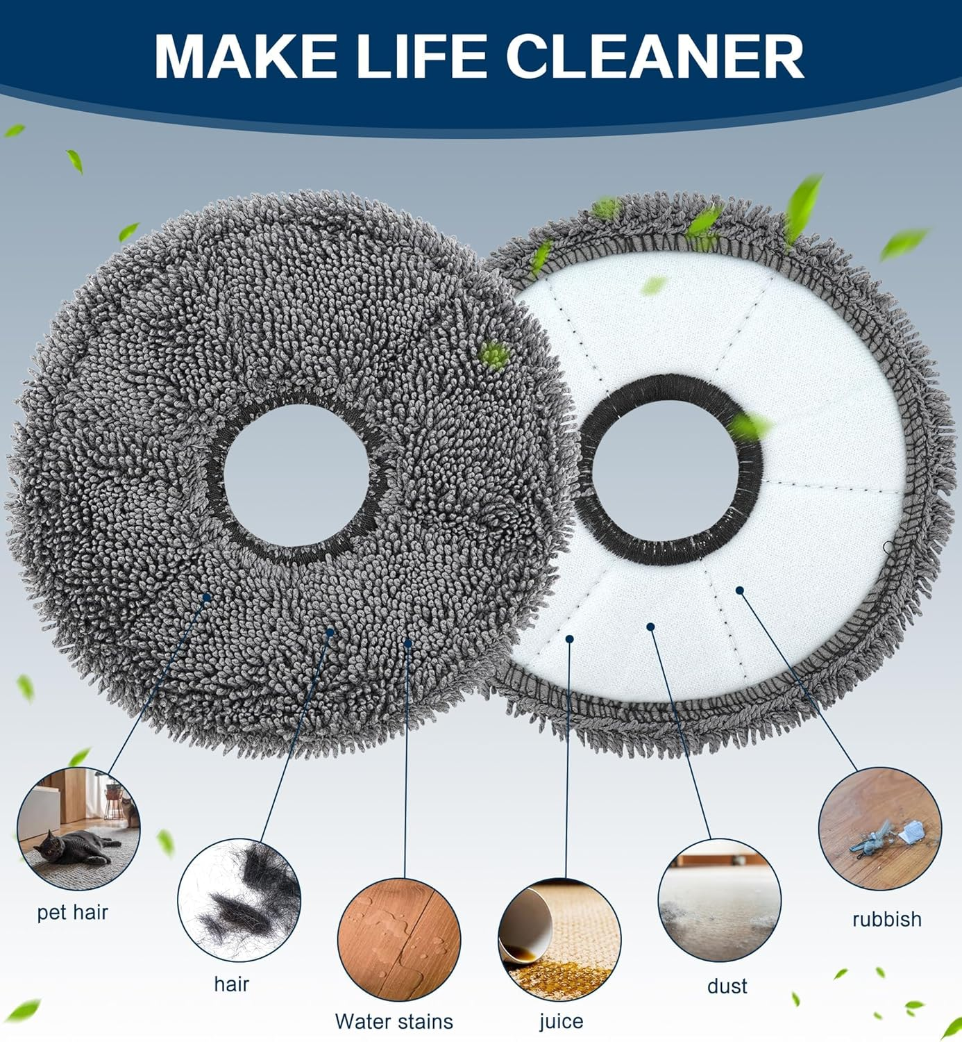 YBVABE Mop Pads Only for Dreame L10S Ultra Robot Vacuum Cleaner【Not for L10S Pro Ultra Heat / L10S Ultra Gen2 / X40 Ultra】 &ndash; Replacement Microfiber Mopping Cloths, Washable Mop Cloth Pads Accessories image number 6