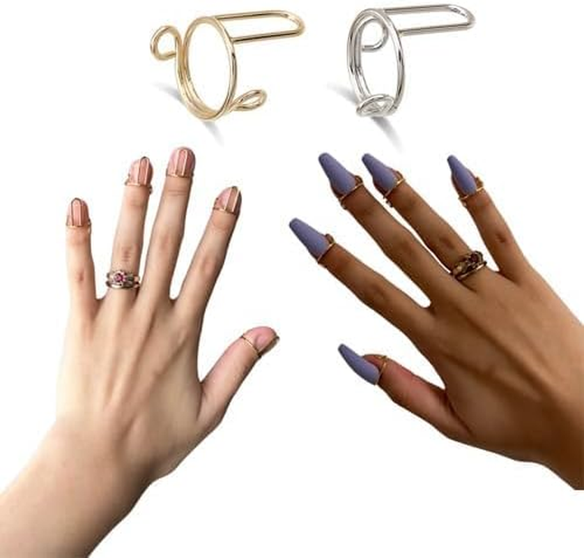 10Pcs Adjustable Silver Nail Rings - Reusable Detachable Metal Finger Jewelry for Women, Manicure Nail Decorations, Fingertip Gift Accessories (Silver) image number 4