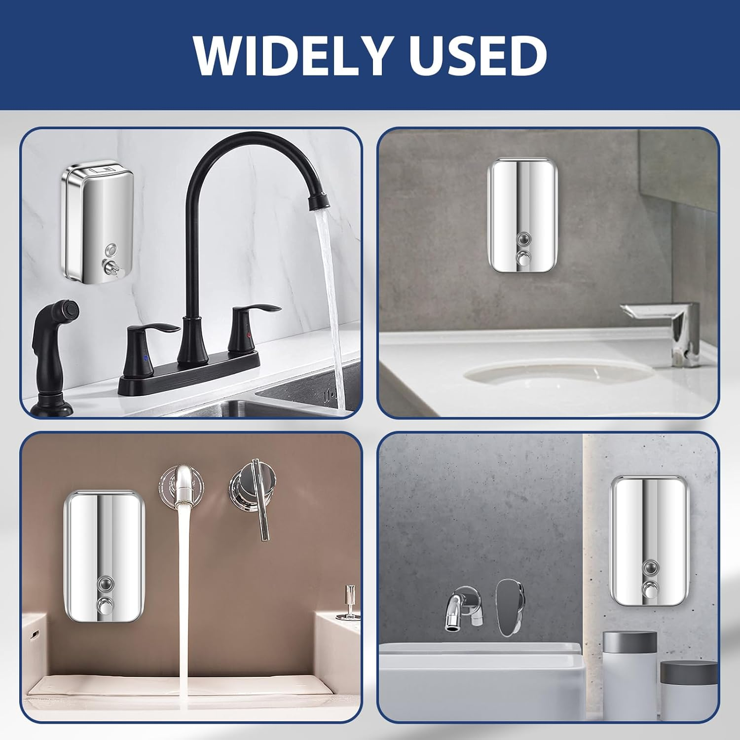 Commercial Soap Dispenser Wall Mount, Stainless Steel Manual Pump Liquid Rust-Proof Leak Free, 33.8Oz/1000Ml, Hand Sanitizer Dispenser for Hotels Restaurants Bathroom and Home image number 3