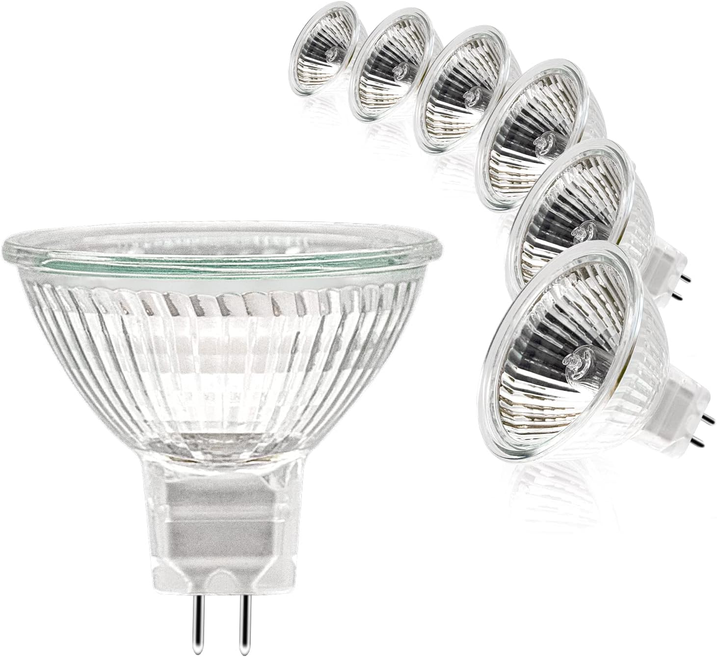Simusi MR16 Halogen Light Bulbs, Halogen 12 V 35 W MR16, GU5.3 Halogen 35 W Ceiling Bulbs, 2 Pin Dimmable, Halogen Spot Bulbs, Halogen Reflector 2700 K Warm White, Pack of 6 image number 2