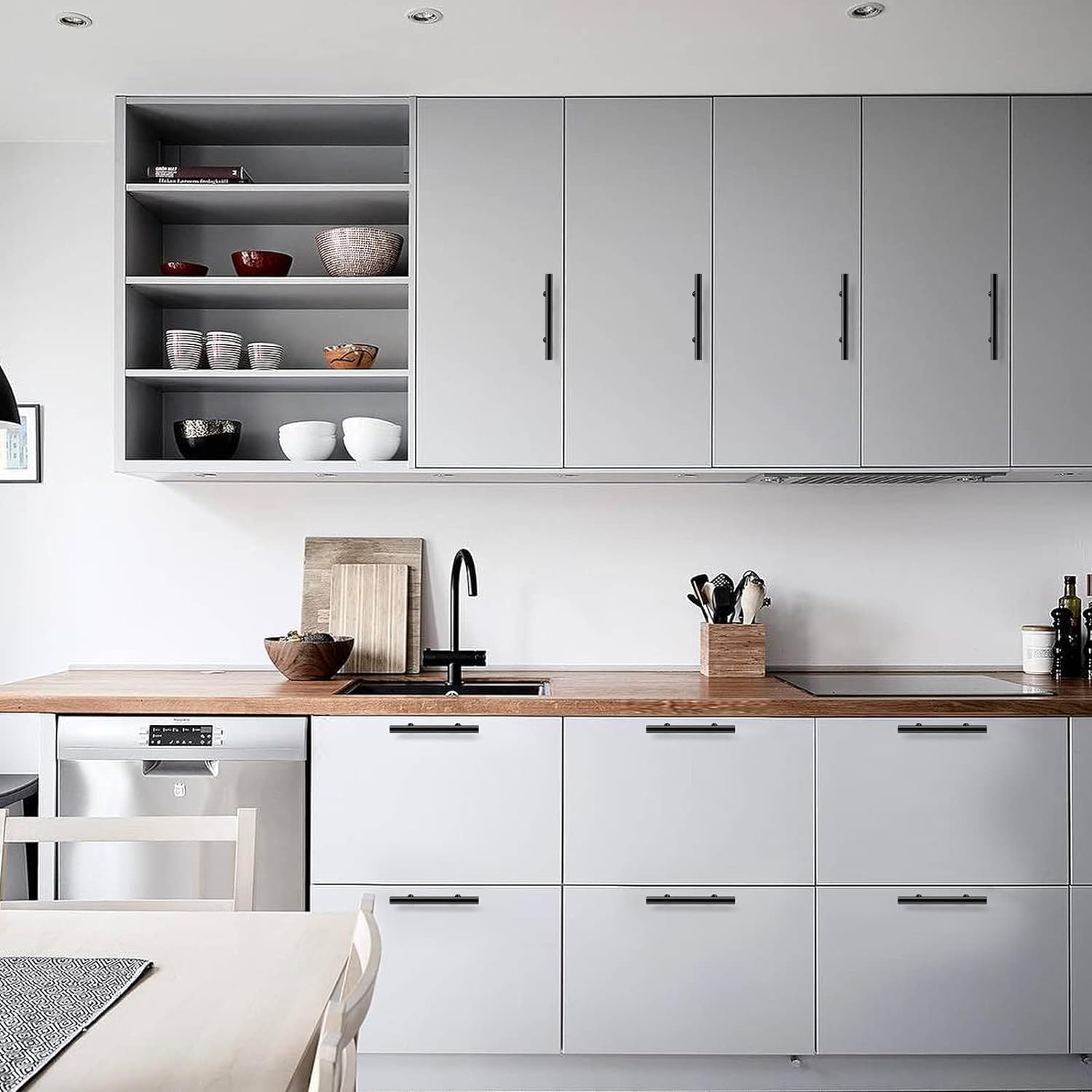 10 Pack Cabinet Pulls Matte Black Stainless Steel Kitchen Drawer Pulls Cabinet Handles 6&rdquo;Length(Black)