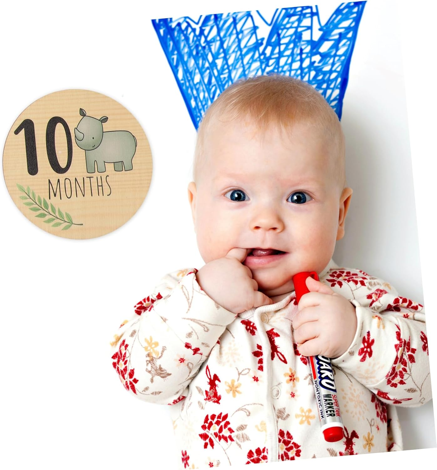 7Pcs Milestone Signs Wooden Announcement Cards for Newborn Photography Props Cute Animal Design for Monthly Milestones Welcome Plaque for Shouting Arrival image number 4