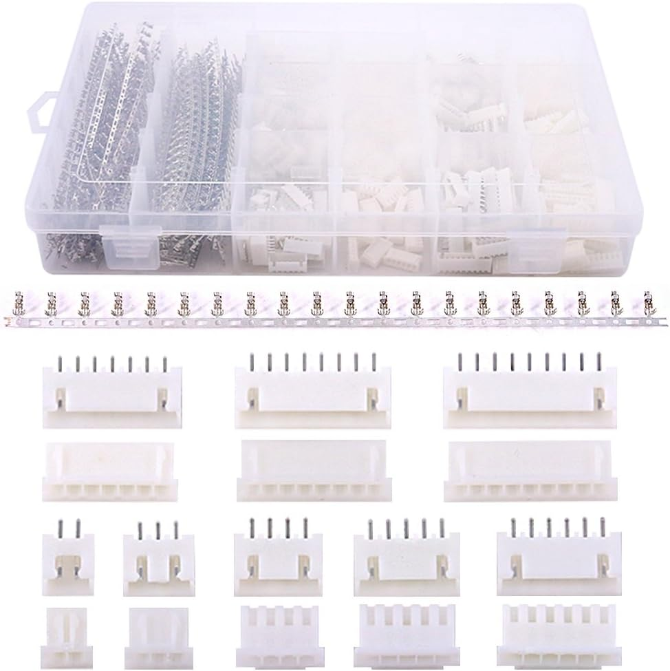 Glarks 700Pcs 2.54Mm Pitch 1/2/3/4/5/6/7/8 Plug Dupont Connector Housing Male/Female Pin Connector with 10 Wire Rainbow Color Flat Ribbon IDC Wire Cable Assortment Kit