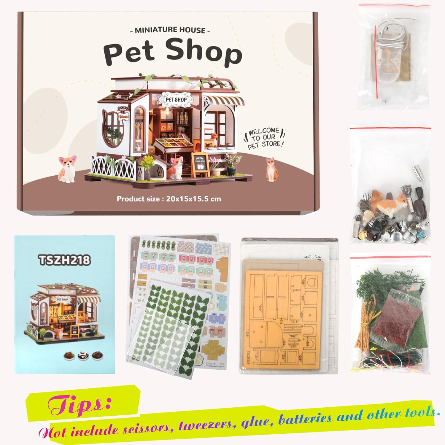 DIY Miniature House Kit Pet Shop, Tiny House Kit for Adults to Build image number 4