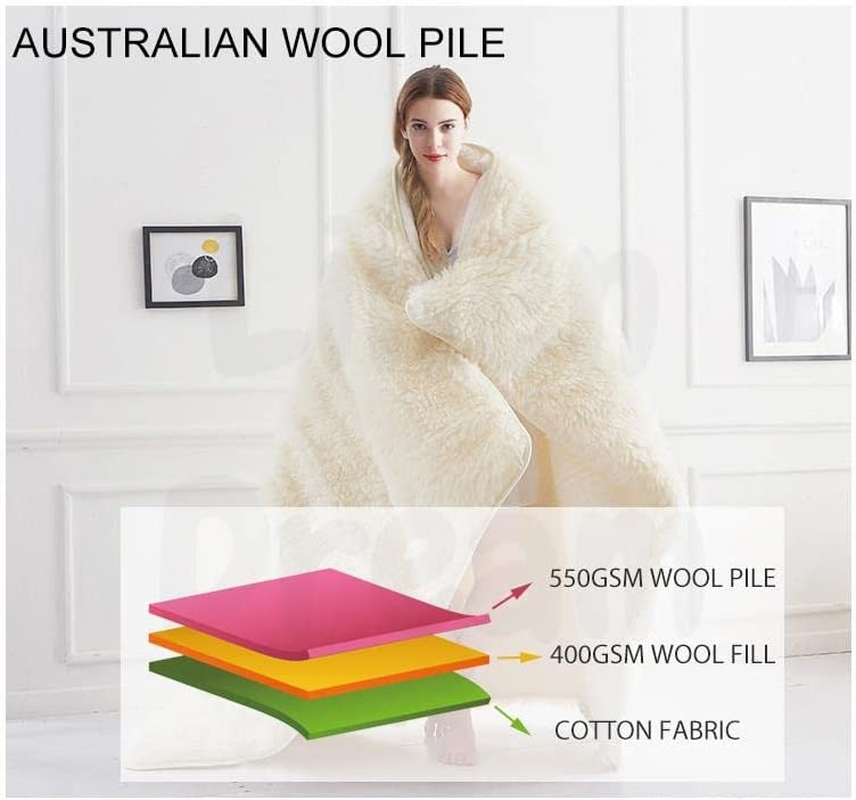 Aus Made Fully Fitted Reversible Wool Woollen Underlay Underblanket Topper Pad | Wool Fleece | Machine Wash (Queen) image number 3