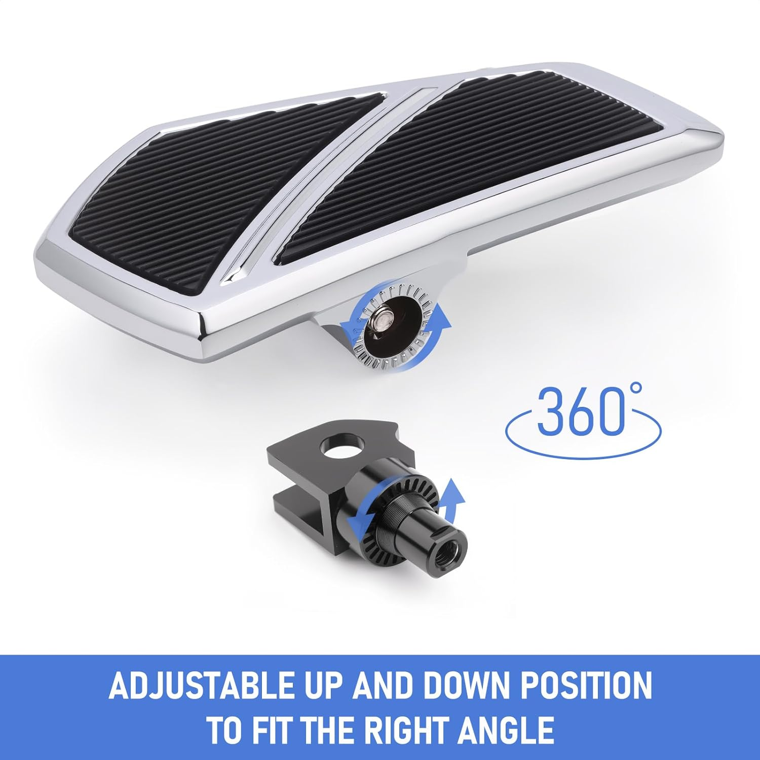 Front Footpegs Rider Floorboards Compatible with Kawasaki Vulcan S 650 Accessories 2015-2025 Anti-Slip Wide Motorcycle Highway Pegs (Chrome) image number 3