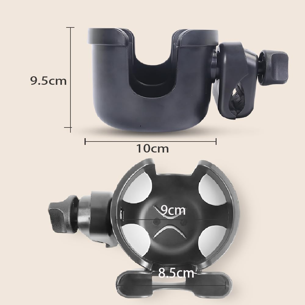 Honeteek Stroller Cup Holder with Phone Holder, 2-In-1 Universal Cup Holder Attachment for Doona Strollers Walker Bike Wheelchair, 360&deg; Rotatable Adjustable Water Drink Bottle Doona Trike Accessories image number 5