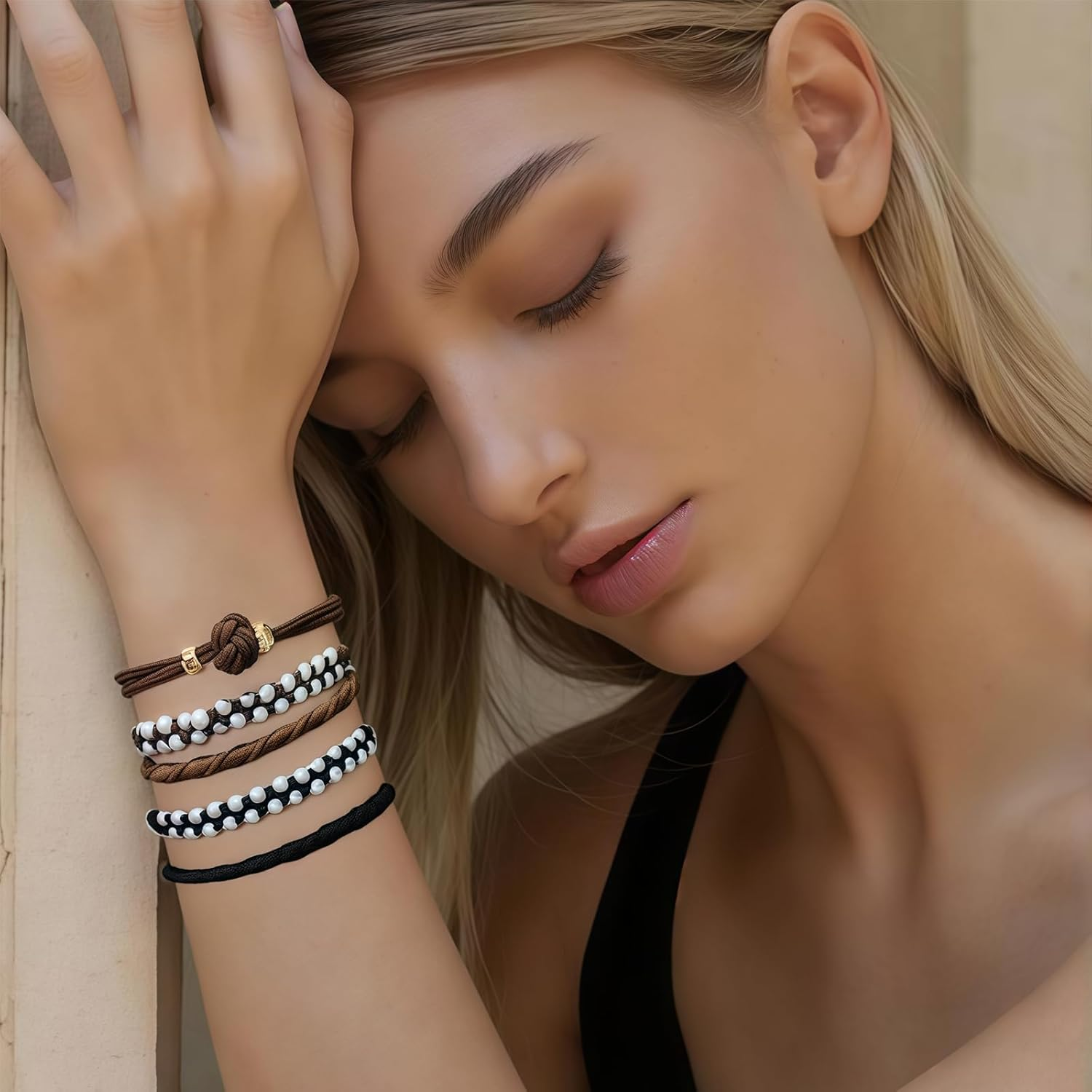 Vesavifaka Boho Hair Bobbles 42 Pieces, Hair Accessories for Women and Girls, Hair Scrunchie Bracelets, Ponytail Holder for Girls with Thick Thin Hair, Soft 2-In-1 Hair Bobbles without Hair Damage image number 2