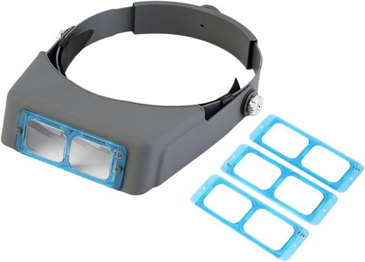Meichoon Head Magnifier 4 Lenses 1.5X 2X 2.5X 3.5X Hands Free Headband Magnifying Glass for Reading Jewelry Identification Crafts Repair Sewing Cross Stitch Embroidery UC42 image number 1