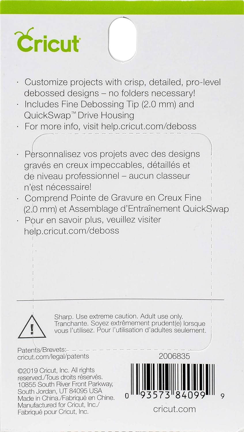 Cricut 2006835 Fine Debossing Tip + Quickswap Housing, Multicolour, Blade image number 3