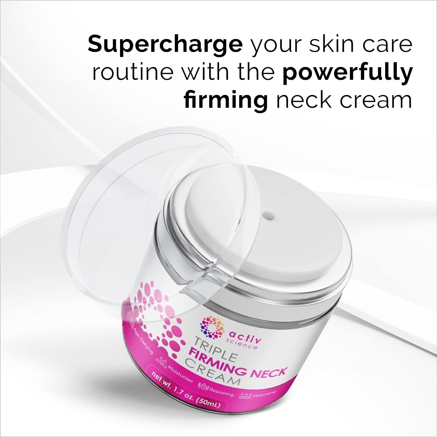 ACTIVSCIENCE Neck Firming Cream, anti Aging Moisturizer for Neck & D&eacute;collet&eacute;, Double Chin Reducer, Skin Tightening Cream 1.7 Fl Oz.