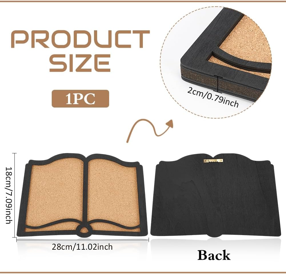 BENECREAT Pin Board Book Cork Board Bulletin Display Board, 0.8Inch Thick Wall Mounted Cork Board for Brooch Pin Storage, Office Home and School Decor, 11X7Inch - Square image number 6