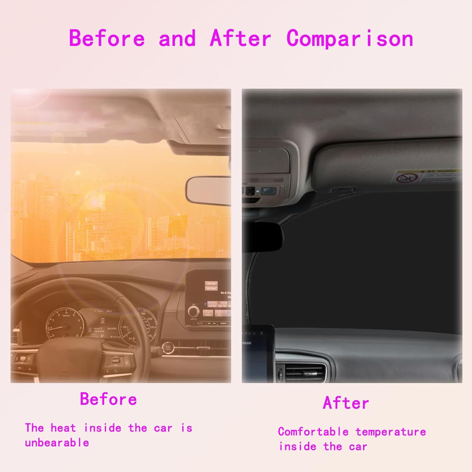 Foldable Car Windshield Sun Shade, 59 X 27.5 In, Silver - Block UV Rays, Protect Vehicle Interiors, Front Window Sun Shield with Storage Pouch image number 6