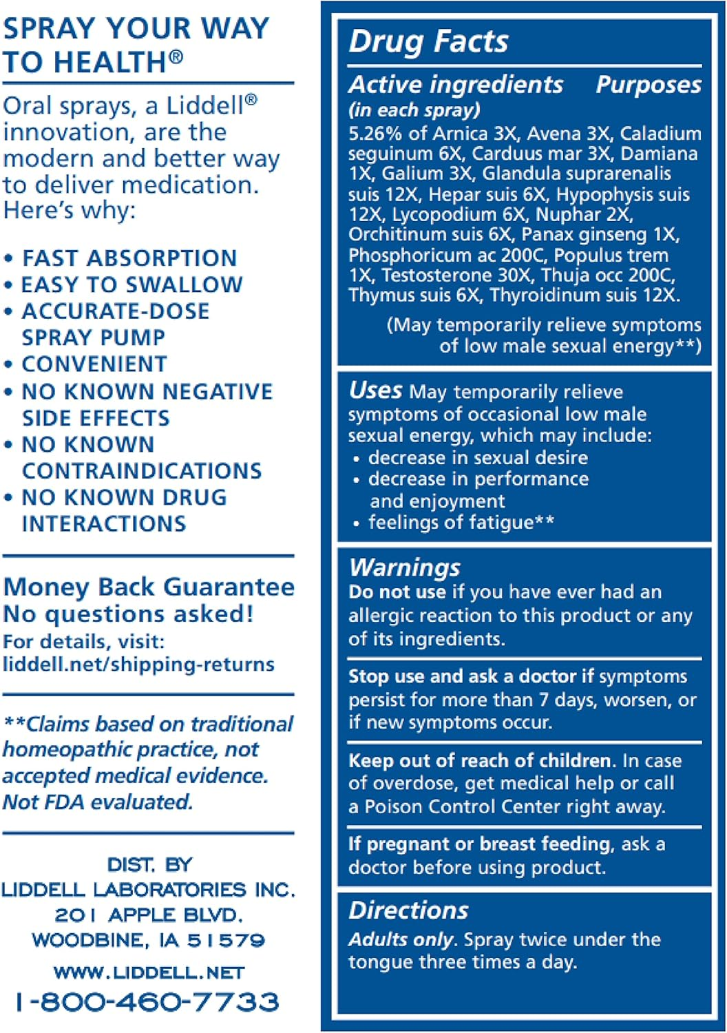 Liddell Vital Male Sexual Energy with Testosterone, 1.0 Fl Oz (30 Ml) image number 2