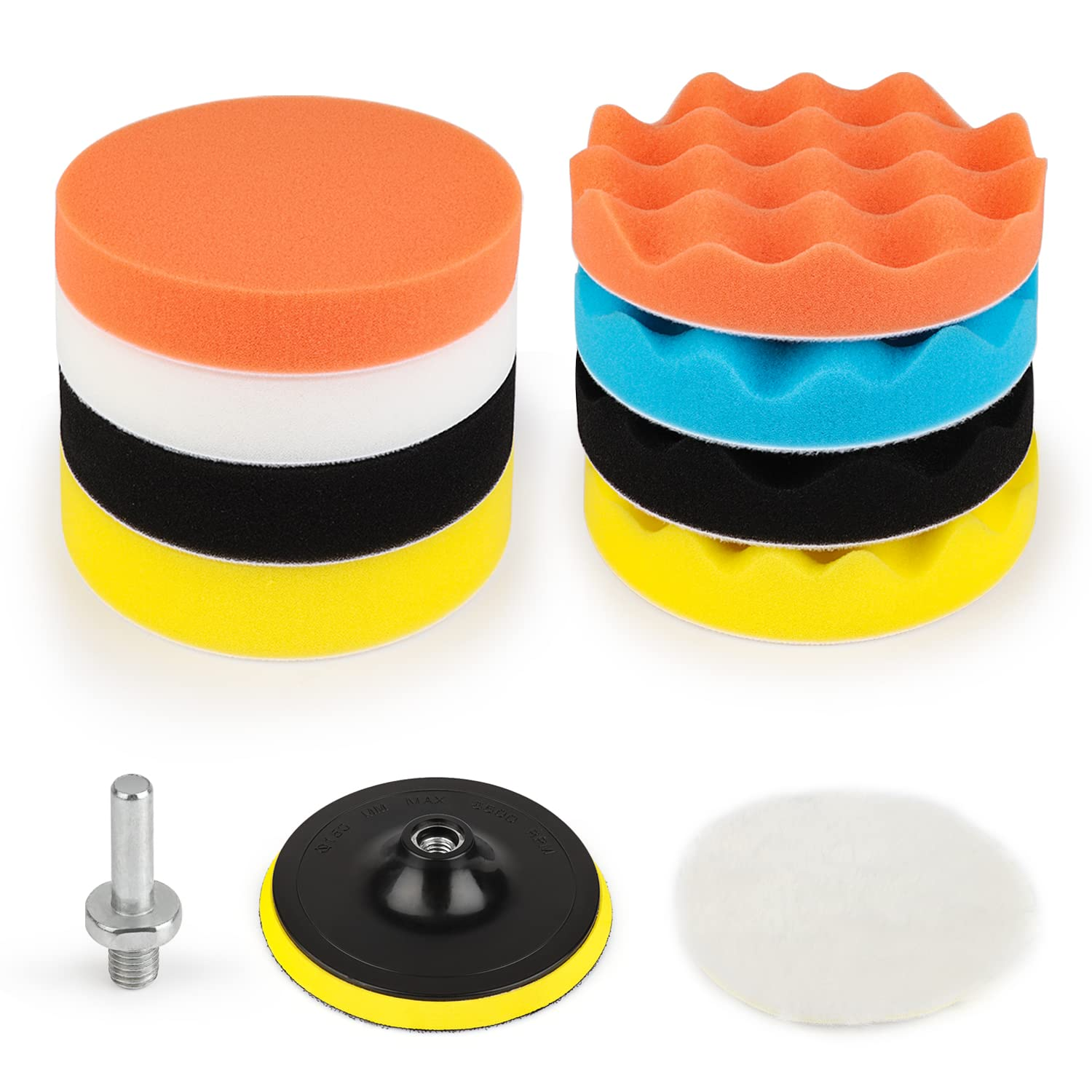 5 Inch(125 Mm) Drill Polishing Pads 11 Pcs Car Polishers and Buffers Compound Buffing Kits Drill Attactment for Auto Polisher,Sanding,Waxing