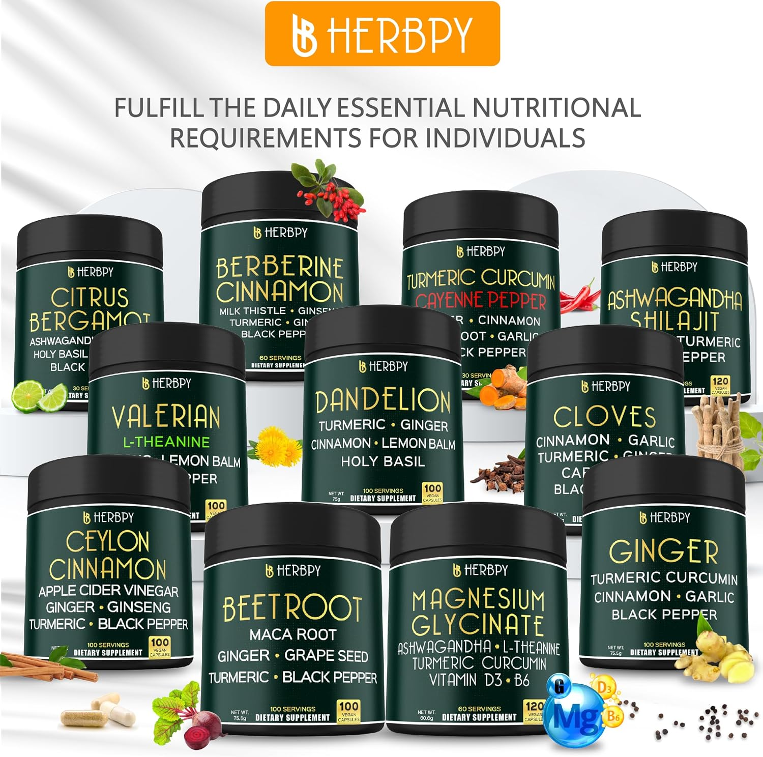 Herbpy 7In1 Turmeric and Cayenne Pepper Supplement - Digestion, Immune, Brain & Heart Health Support with Ceylon, Ginger, Garlic, Beetroot 2Pack60 image number 3