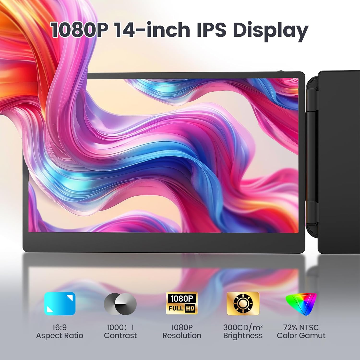 Teamgee Laptop Screen Extender, 14&rdquo; Full HD Portable Monitor for Laptop with Speakers & Flexible Kickstand, Plug-Play Monitor Extender (13&rdquo;-17&rdquo; Diagonal) with Wins/Mac/Dex/Android OS image number 3