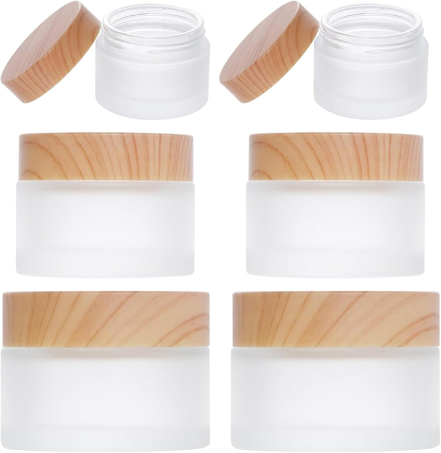 6 Pcs Glass Makeup Jar Set Refillable Storage Containers Travel Dividing Daily Storage for Cream, Cosmetics, Lotion, 30 Grams Capacity image number 2