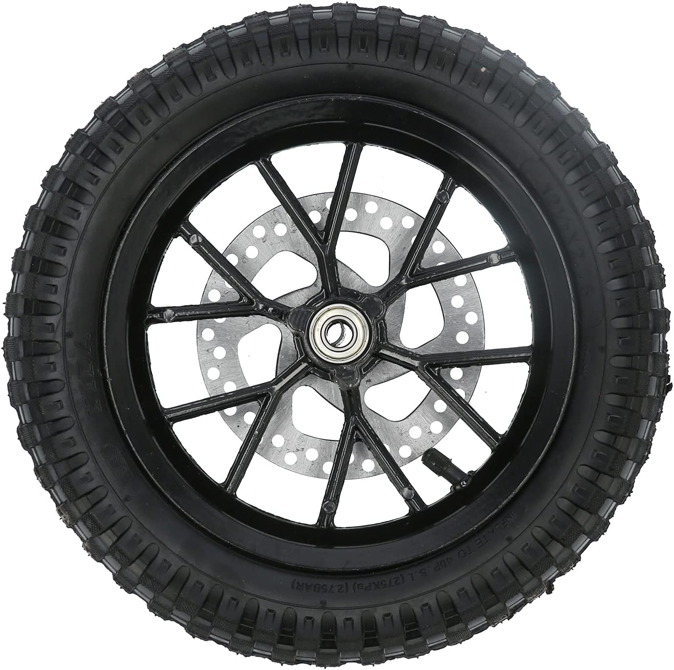 Front Wheel Assembly, Rubber and Metal Tire 12.5X2.75In Disc Brake Sprocket Bolts Fit for 47Cc 2 Stroke Mini Dirt Bike(Black)