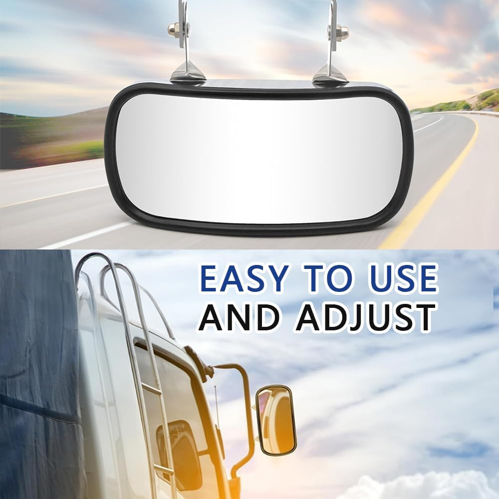 2 Piece Stainless Steel Rectangular Convex Mirror with Rectangular U-Bracket Rearview Mirror, Downward View Convex Mirror Assembly for Improved Visibility on Cars, Trucks, Tractors and Forklifts image number 5