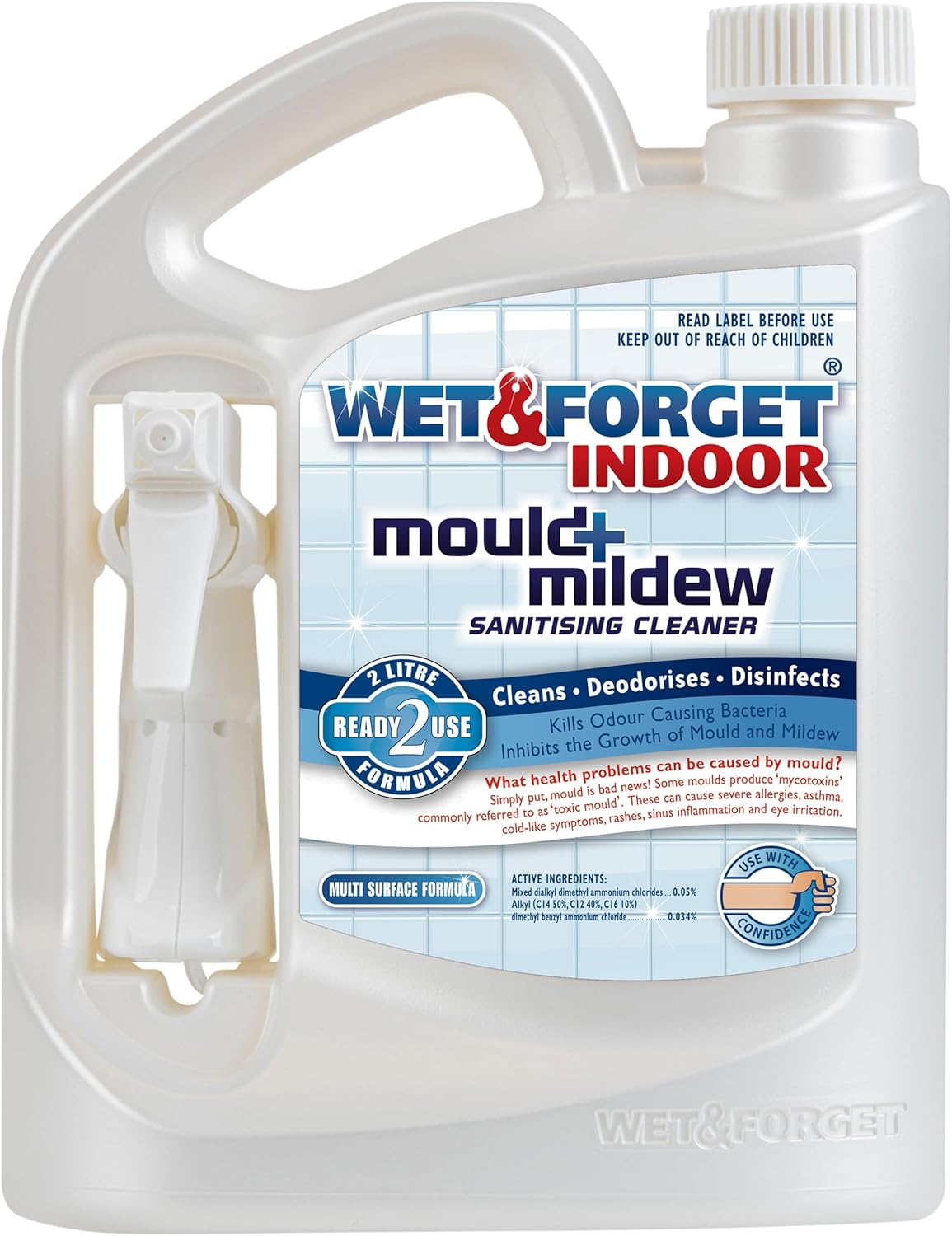 Wet & Forget Indoor Mould & Mildew Remover 2L &ndash; Bleach-Free Sanitiser Spray &ndash; Ready to Use Cleaner for Bathrooms, Walls, Tiles & Hard Surfaces &ndash; Deodorises & Freshens Home image number 6