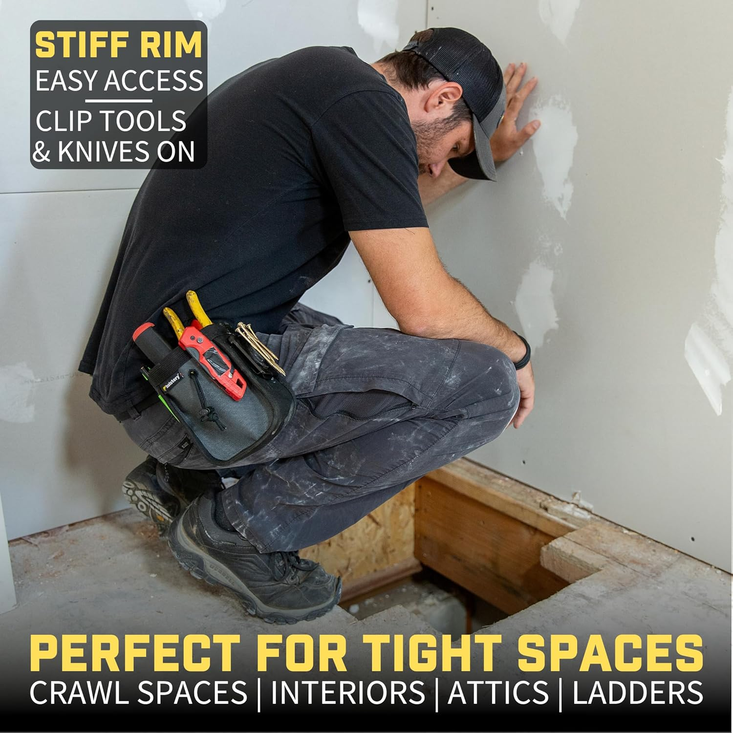 Holstery Big Joey Pouch | Clip-On Tool Belt Bag for Tools, Screws, and Nails - Great for an Electrician, HVAC Tech, Plumber, Carpenter, Contractor, and Handy Man - Small Utility Pouch,Grey image number 5