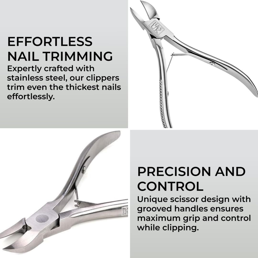 H&S Nail Toenail Clippers Nippers Scissors Cutters for Thick Ingrown Toe Nail Heavy Duty Stainless Steel image number 2
