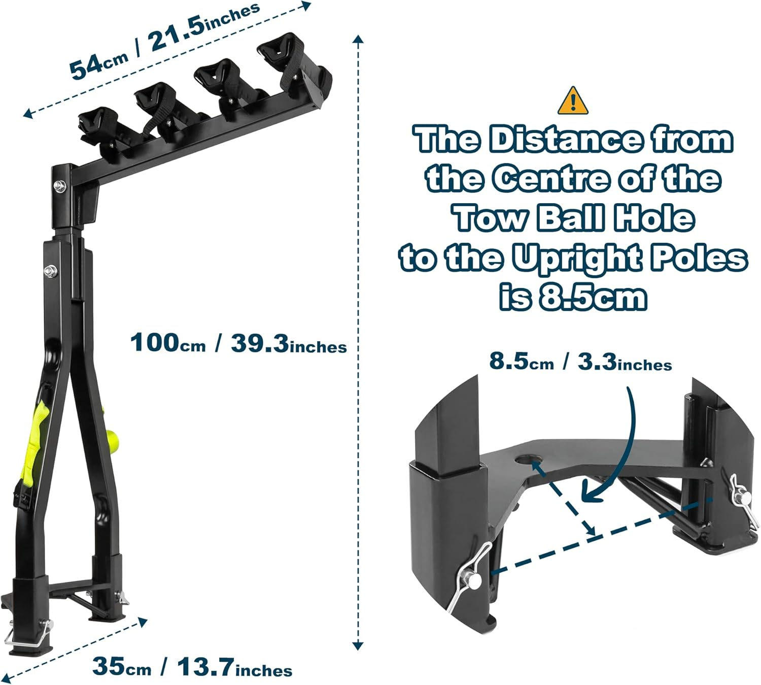 Cyclingdeal Quick Release Bike Carrier a Frame Rack for Spare Tyre Wheel Tow Ball Hitch Bike Car Rack - Carry 4 Bikes Bicycles - Heavy Duty Sturdy Rust Proof image number 2