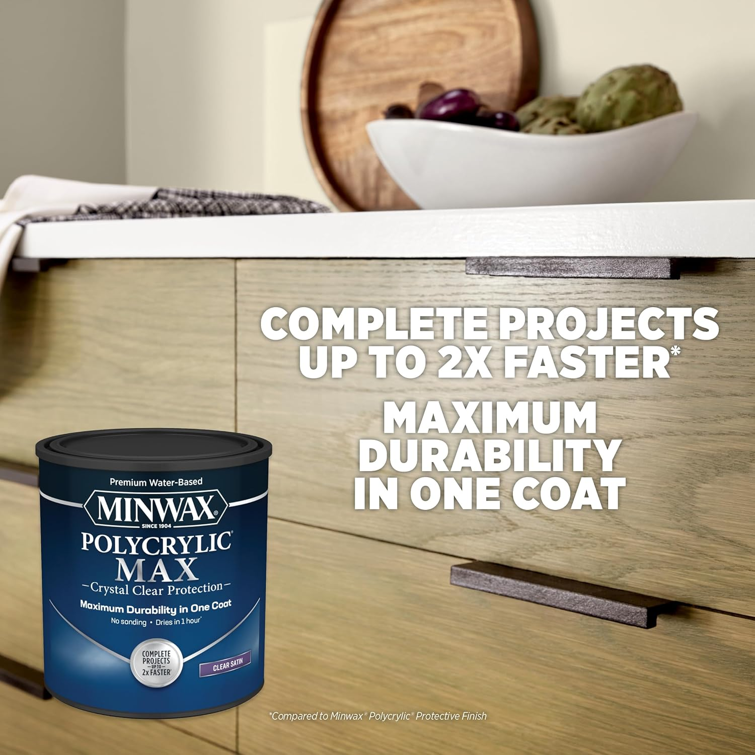 Minwax&reg; Polycrylic&reg; Max, Satin, Clear, 1 Quart image number 3